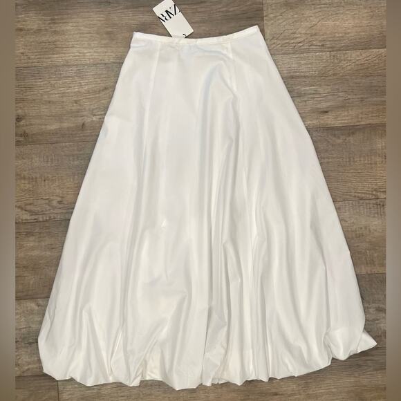 ZARA White Balloon Hem Midi Skirt NWT - Picture 15 of 16